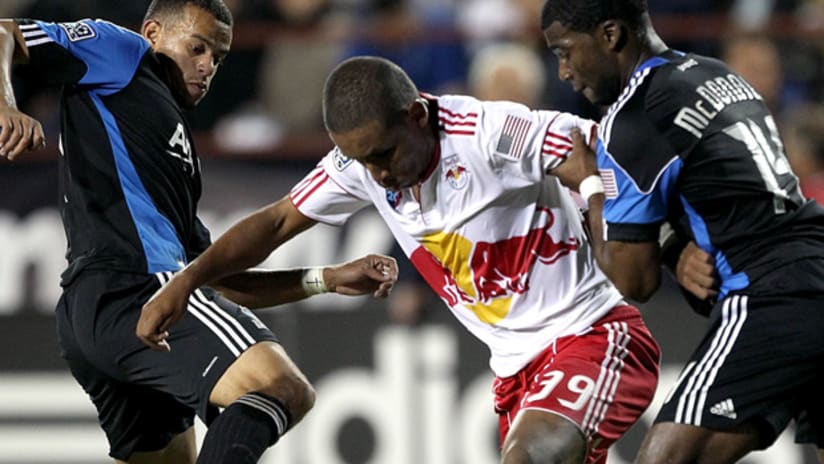 New York forward Juan Agudelo was fearless and harassed San Jose defenders all game.