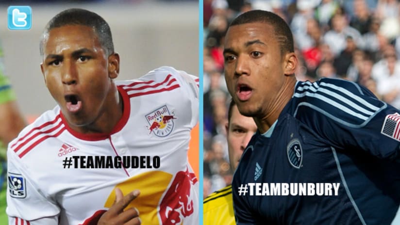 New York's Juan Agudelo and Kansas City's Teal Bunbury are engaged in a battle on Twitter.