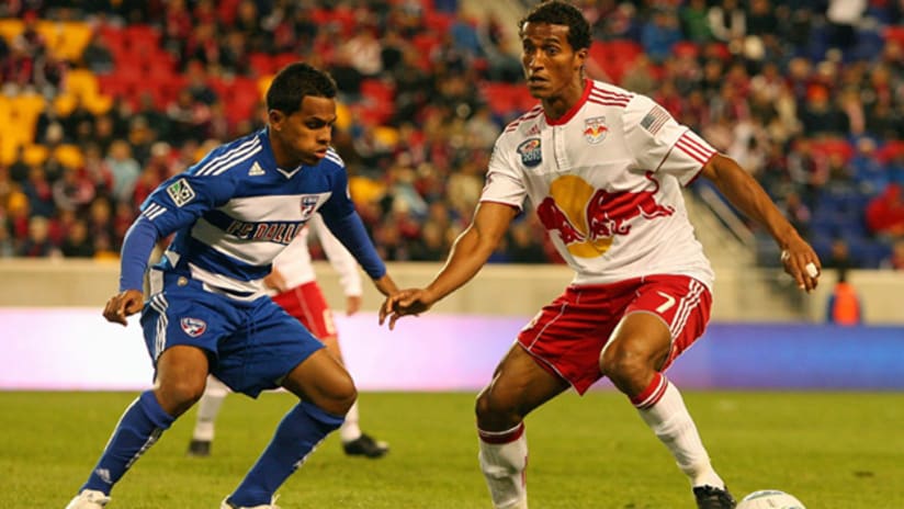 Roy Miller (right) and the Red Bulls beat Daniel Hernandez and FC Dallas 2-1 when the teams met in April.