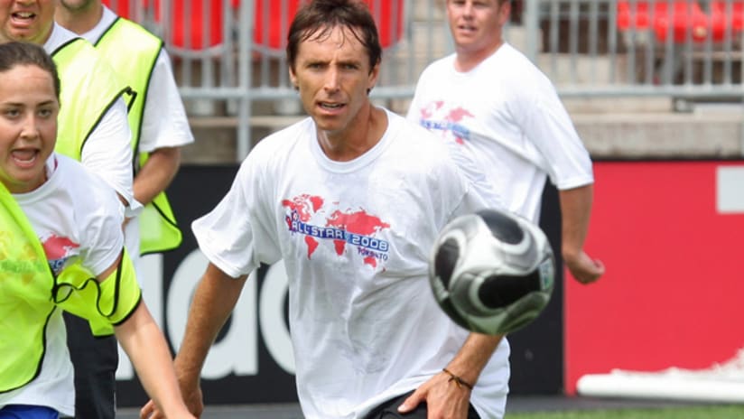 NBA star Steve Nash has been known to kick a ball, too.