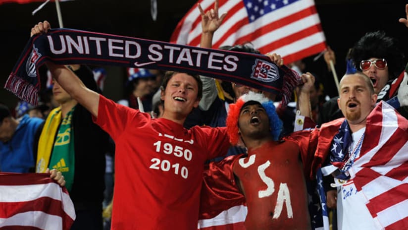 USA fans cheer on the Yanks against England.