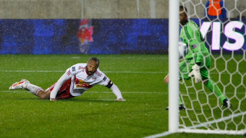 Thierry Henry scored his first MLS goal of the 2011 season on a diving header vs. San Jose