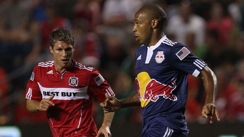 New York's Thierry Henry (right) says he was pulled from Sunday's match against the Chicago Fire as a precaution.