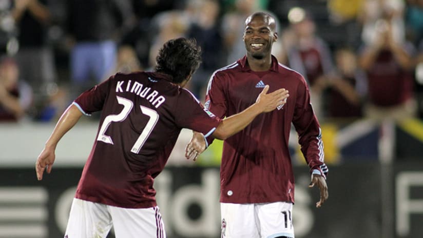 Omar Cummings (right) has won the AT&T Goal of the Week for Matchday 24, the first such award for a Rapids player this season.