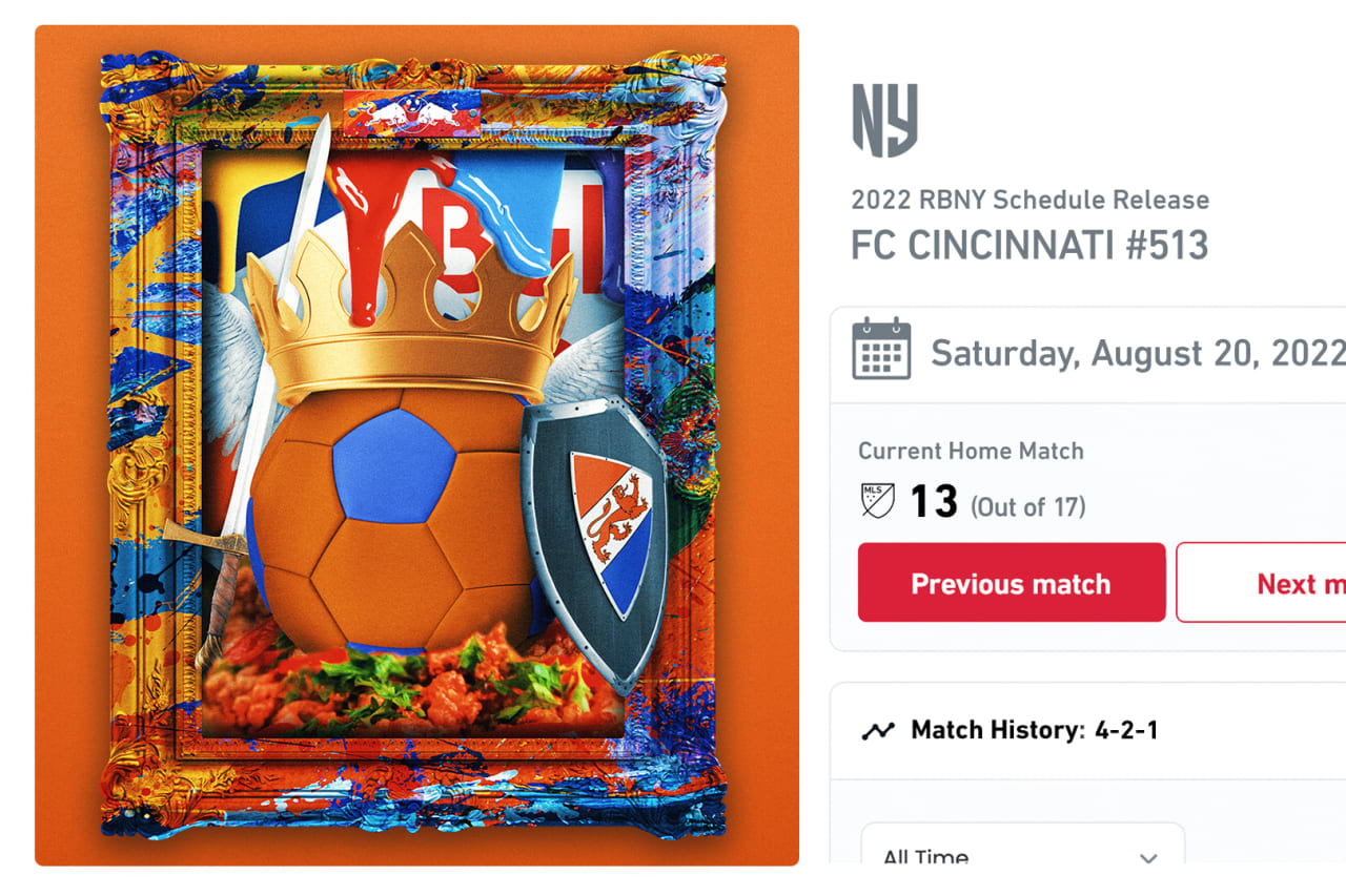 RBNY 2022 Home Schedule NFT Match 13